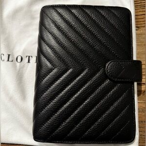 Cloth and paper Black Quilted Leather personal size planner